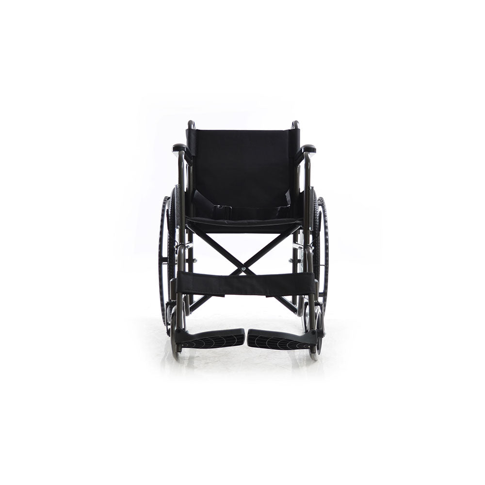Silla de ruedas de 18" con apoyabrazos fijos y pieceros desmontables | Color Negro | CasaMedic | Exclusivo Web