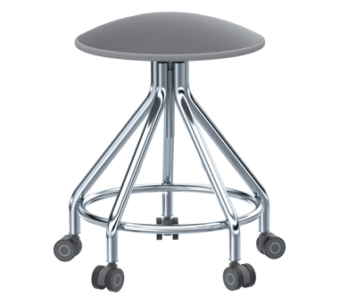 Banquillo giratorio auxiliar con descanza pies acero inoxidable | Color Negro