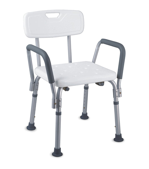 Silla de baño con respaldo y braceros | Blanco
