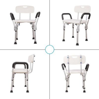 Silla de baño con respaldo y braceros | Blanco