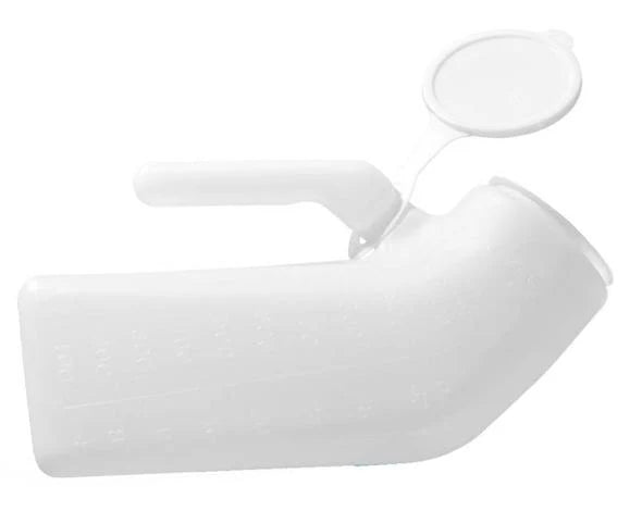 URINAL PLASTICO PARA HOMBRE CON TAPA SENCILLO