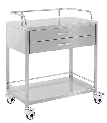 Mesa auxiliar de 2 niveles con 2 gavetas y ruedas | Casamedic