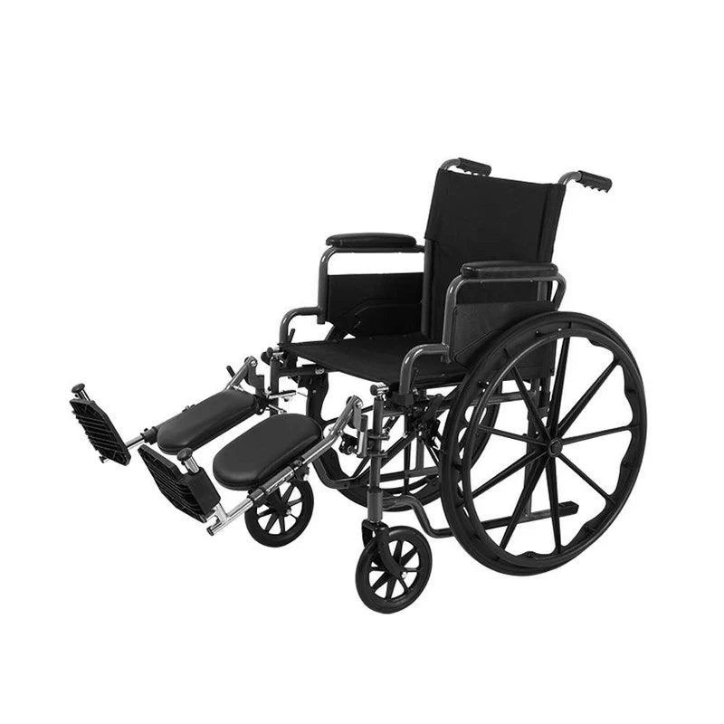 SILLA DE RUEDAS CON PIECEROS ELEVABLES, COLOR NEGRO