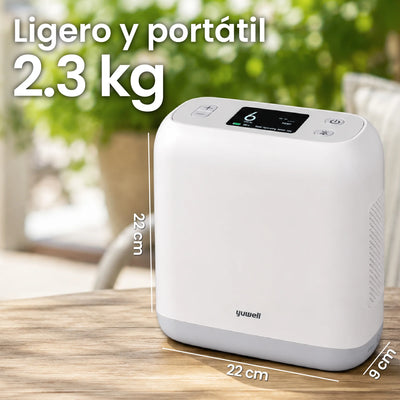 Concentrador de oxigeno portátil de 6 litros - 6 modos pulso - Ideal para viajes - marca Yuwell