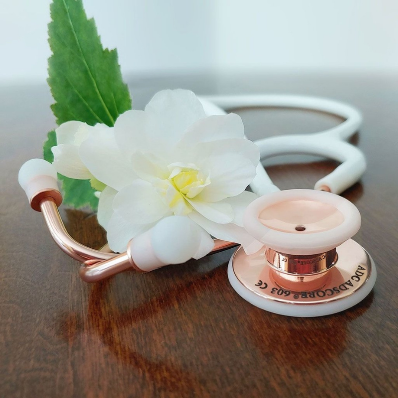 ESTETOSCOPIO DE DOBLE CAMPANA PARA ADULTO BLANCO ROSE GOLD