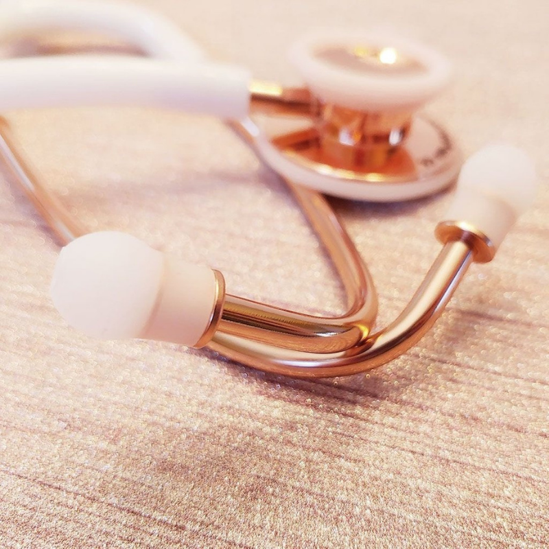 ESTETOSCOPIO DE DOBLE CAMPANA PARA ADULTO BLANCO ROSE GOLD