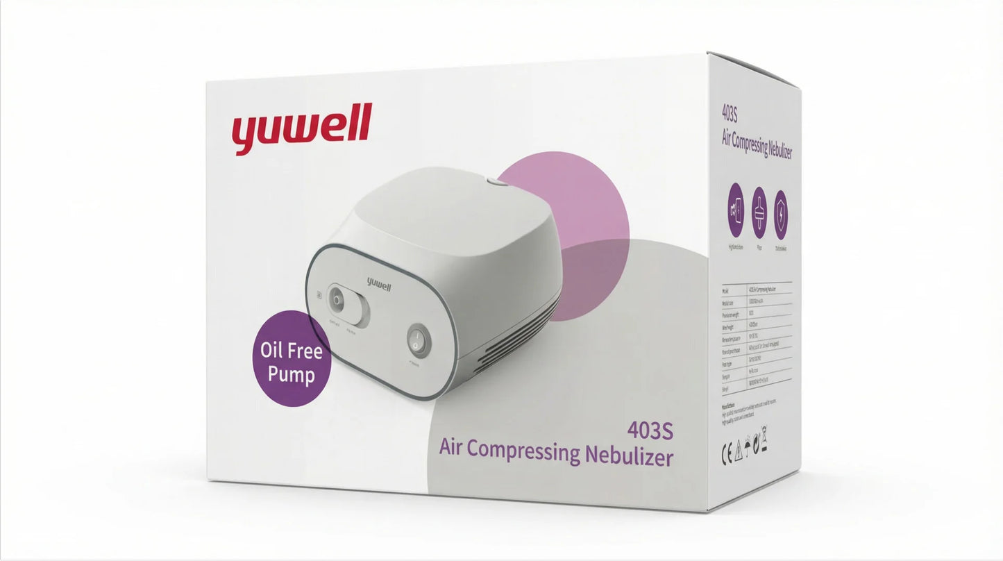 Nebulizador yuwell - 0.4 ml/min rate - Silencioso - Practico de usar - Resistente al polvo y salpicaduras de agua IP21