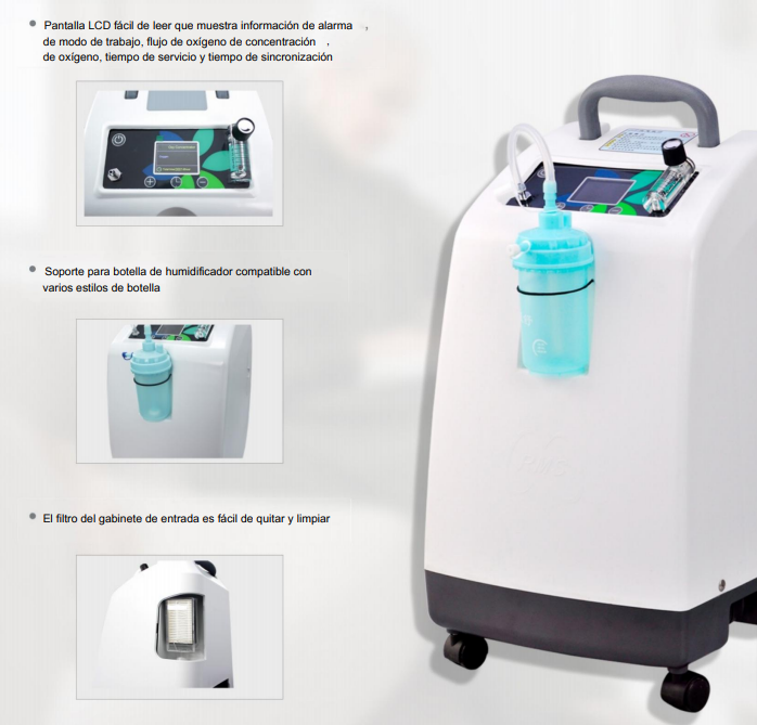 Concentrador de oxígeno de 5 litros, con función de nebulización