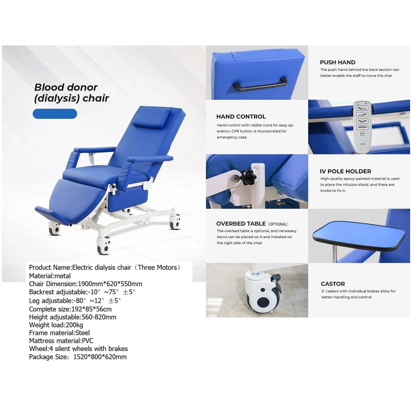 Silla multiposiciones elécrica para donación de sangre