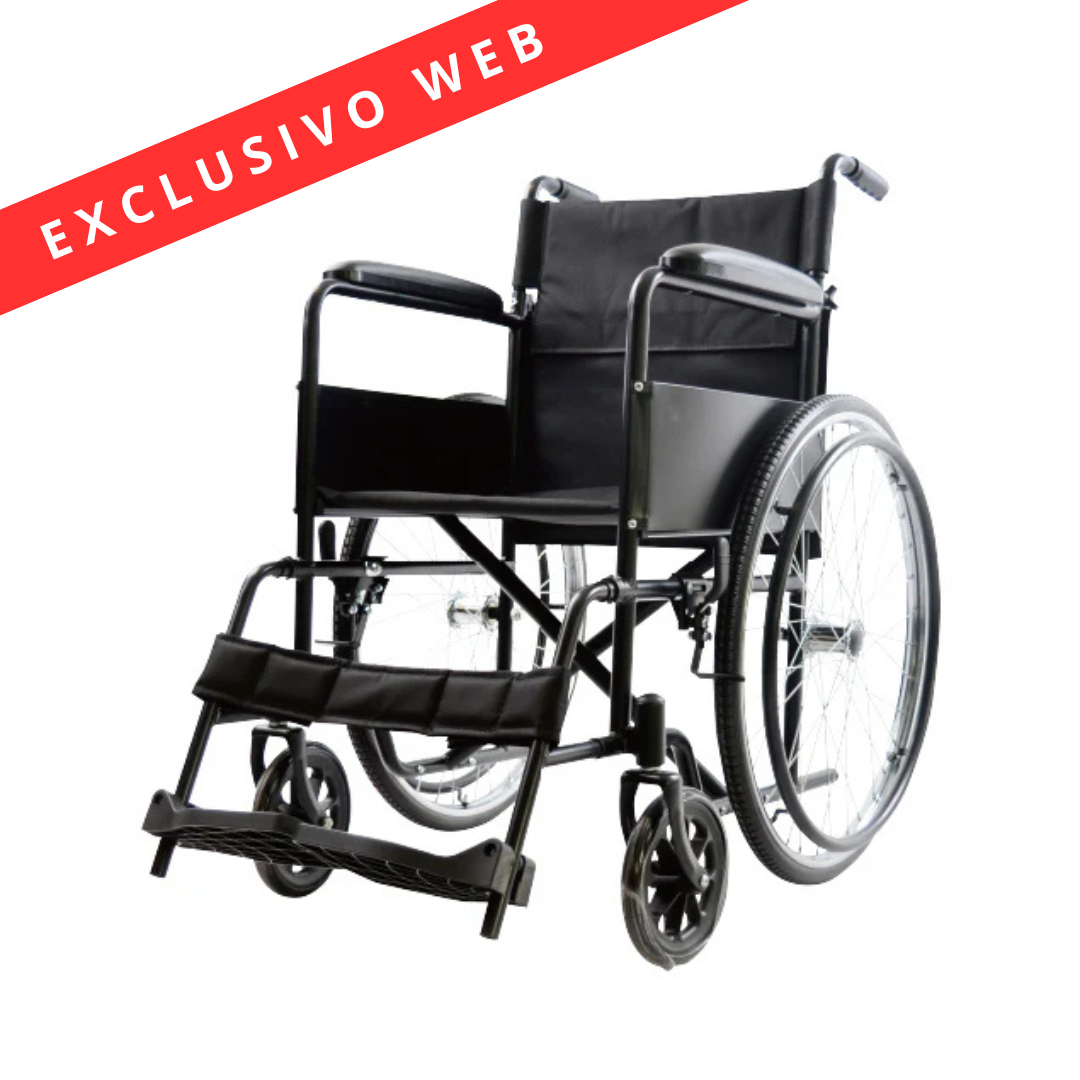 Silla de ruedas de 18" con apoyabrazos y pieceros desmontables  | Color Negro | CasaMedic | Exclusivo Web