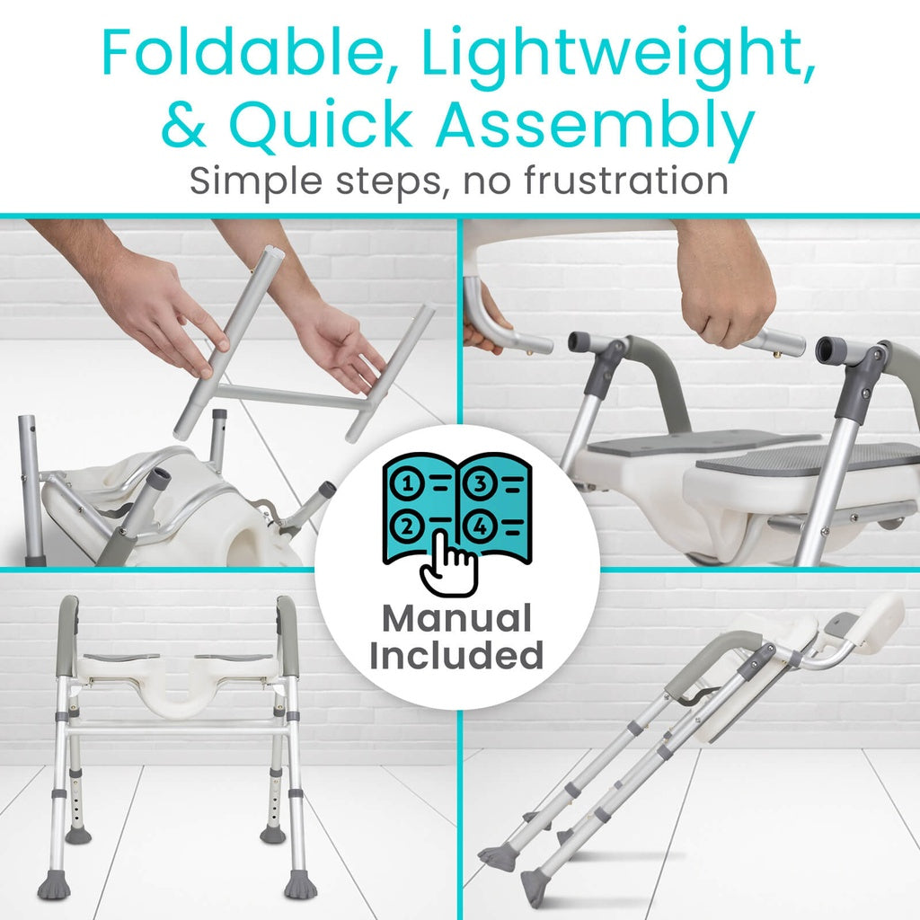 Silla de ducha EasyRinse | Asiento dividido | Altura Ajustable | Con respaldar