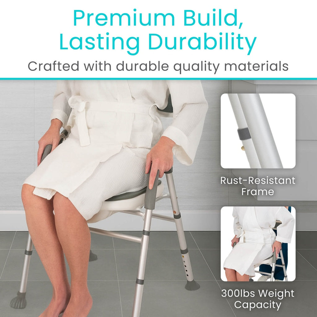 Silla de ducha EasyRinse | Asiento dividido | Altura Ajustable | Con respaldar