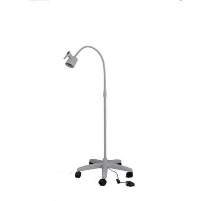 Lámpara examinación LED 3W-110v, Base Rodante, Color negro, altura Ajustable, Encendido dual, control de intensidad manual