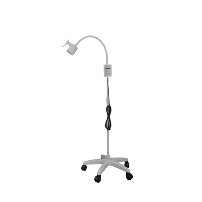 Lámpara examinación LED 9W-110v, Base Rodante, Color Blanco, altura Ajustable, Encendido dual, control de intensidad digital
