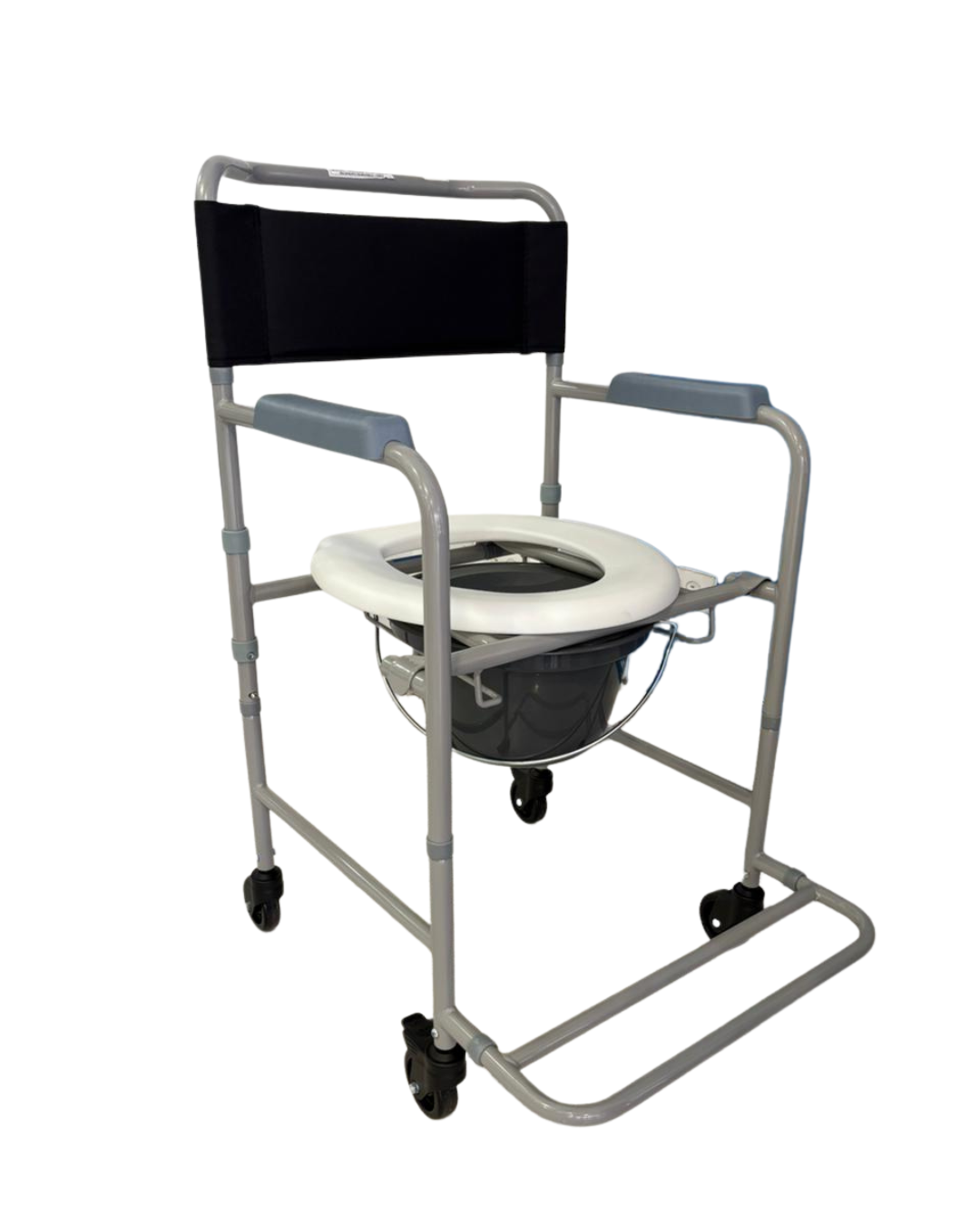 Silla de servicio con respaldar y ruedas con braseros fijos y recipiente removible -  | Peso máx. 115KG (Copy)