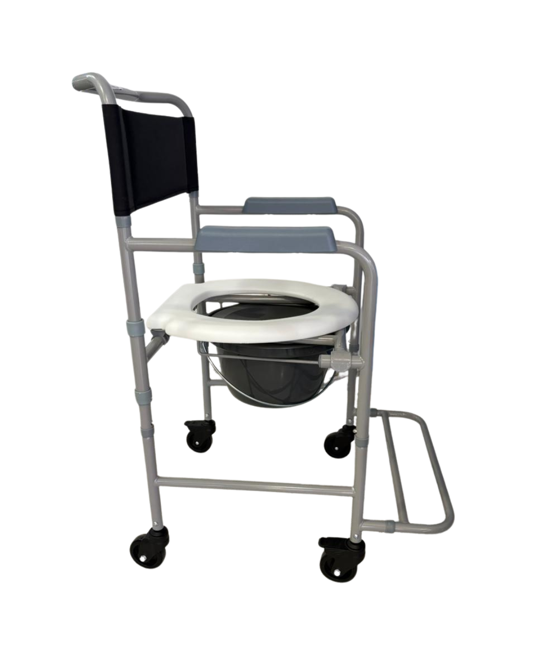 Silla de servicio con respaldar y ruedas con braseros fijos y recipiente removible -  | Peso máx. 115KG (Copy)