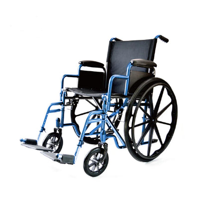Combo silla de ruedas de 20" cap. 265lbs color azul + Cojín ergonómico de bajo rebote