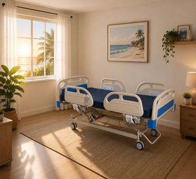 Set cama tipo Hospitalaria con barandales independientes + Colchón Cpenta6" y obsequio. (Protector Theraproof TM1000)
