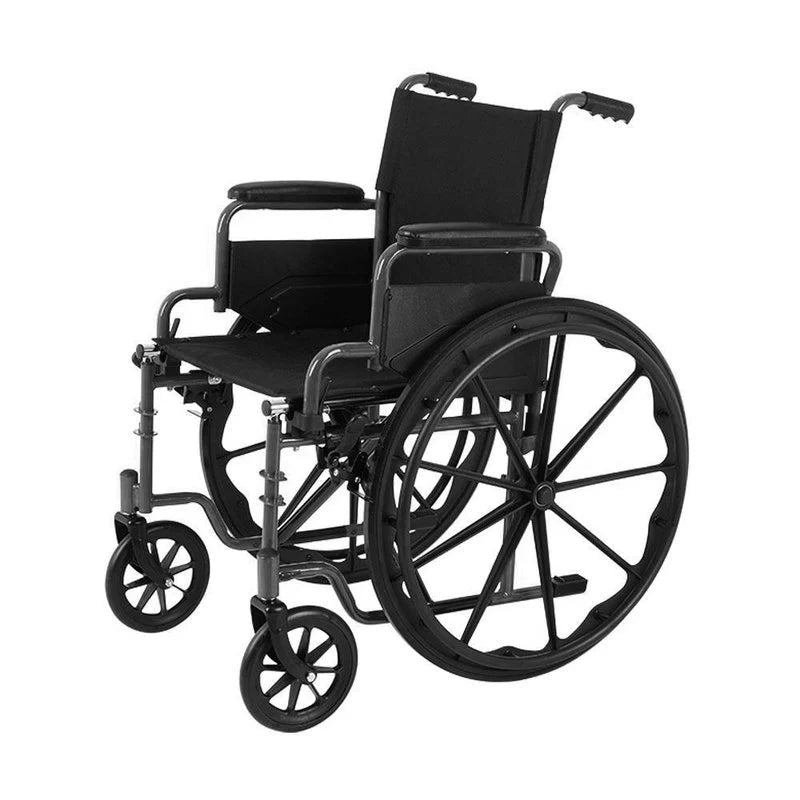 SILLA DE RUEDAS CON PIECEROS ELEVABLES, COLOR NEGRO