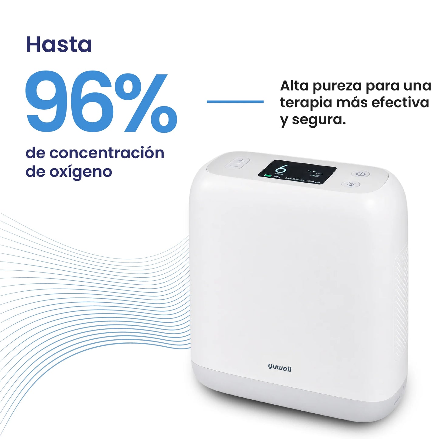 Concentrador de oxigeno portátil de 6 litros - 6 modos pulso - Ideal para viajes -  marca Yuwell