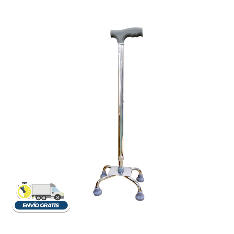 BASTON DE 4 APOYO COLOR PLATA - BASE CHICA