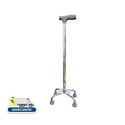 BASTON DE 4 APOYO COLOR PLATA - BASE CHICA
