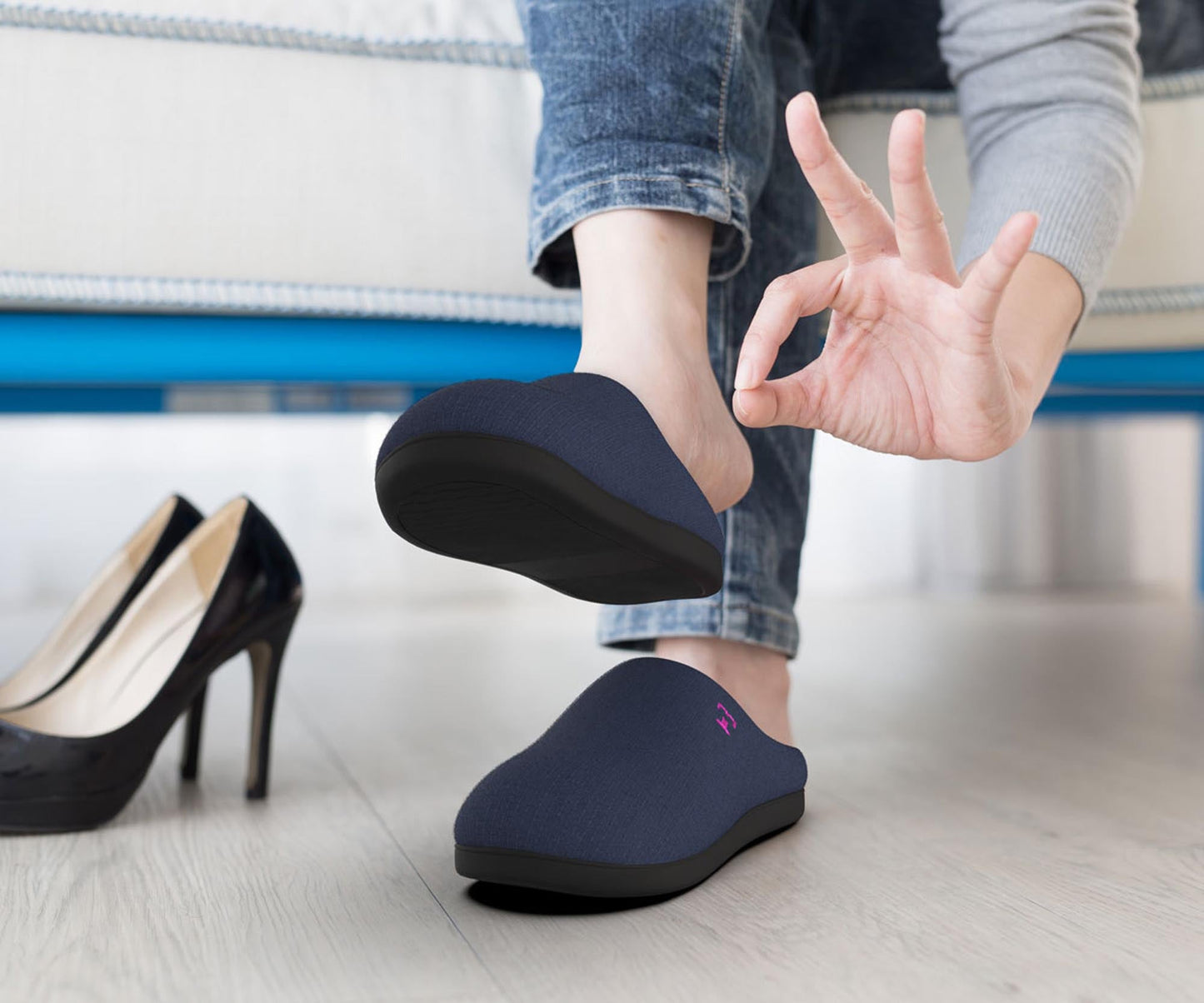 Pantuflas de espuma viscoelástica TheraFly Azul