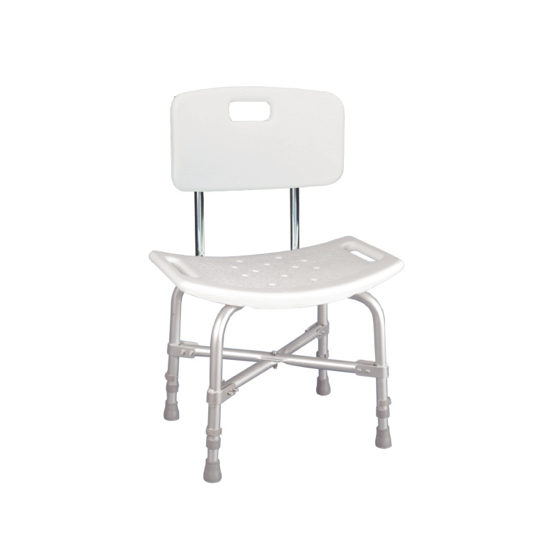 Silla de baño bariátrica de aluminio con respaldo y altura ajustable
