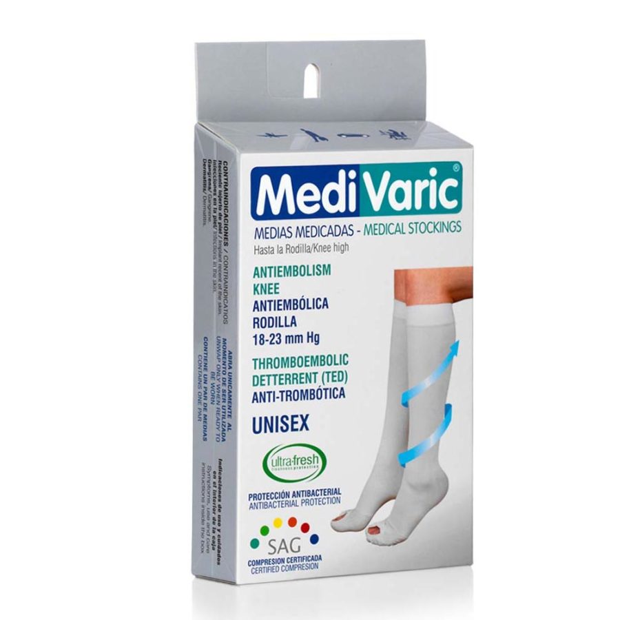 Medias Antiembólicas Rodilla Blanco 18-23mmHg